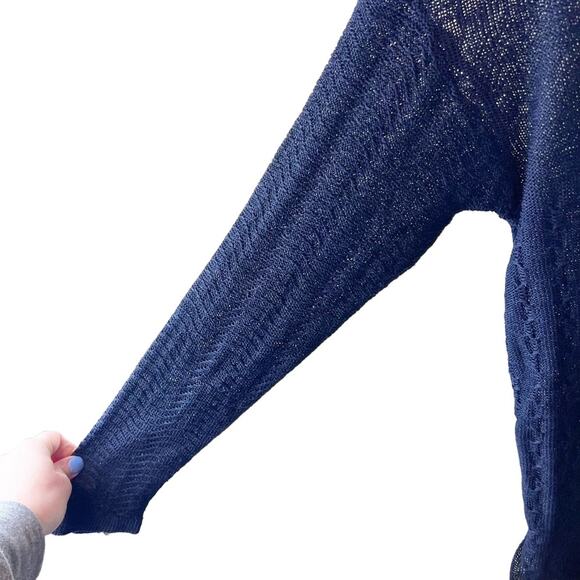 Vintage Lainey Keogh Made in Ireland Navy Blue Mesh Sweater Pullover Viscose - Picture 4 of 11